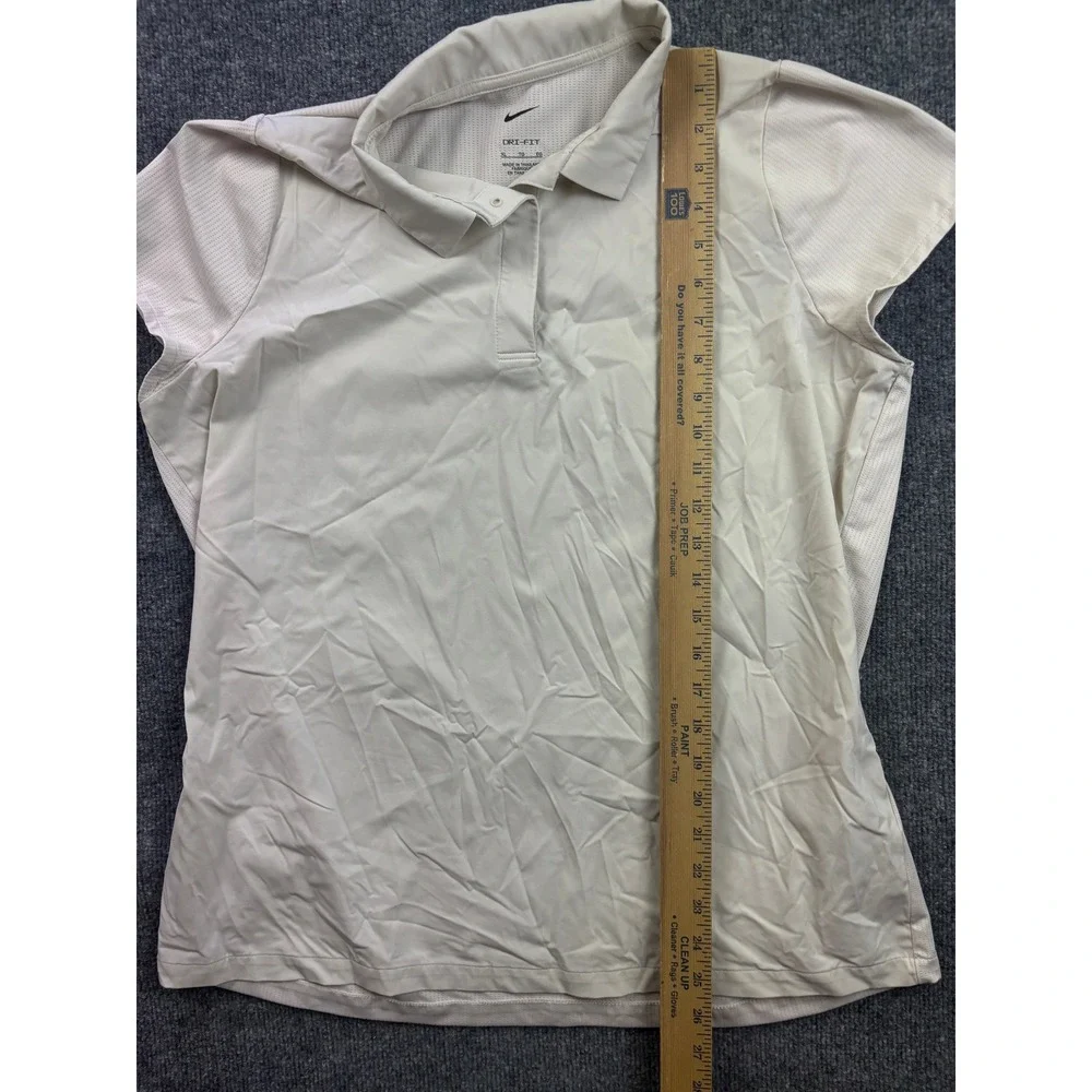 Nike Polo Shirt Womens XL White Dri-FIT Short Sleeve Mesh Back Activewear 65257